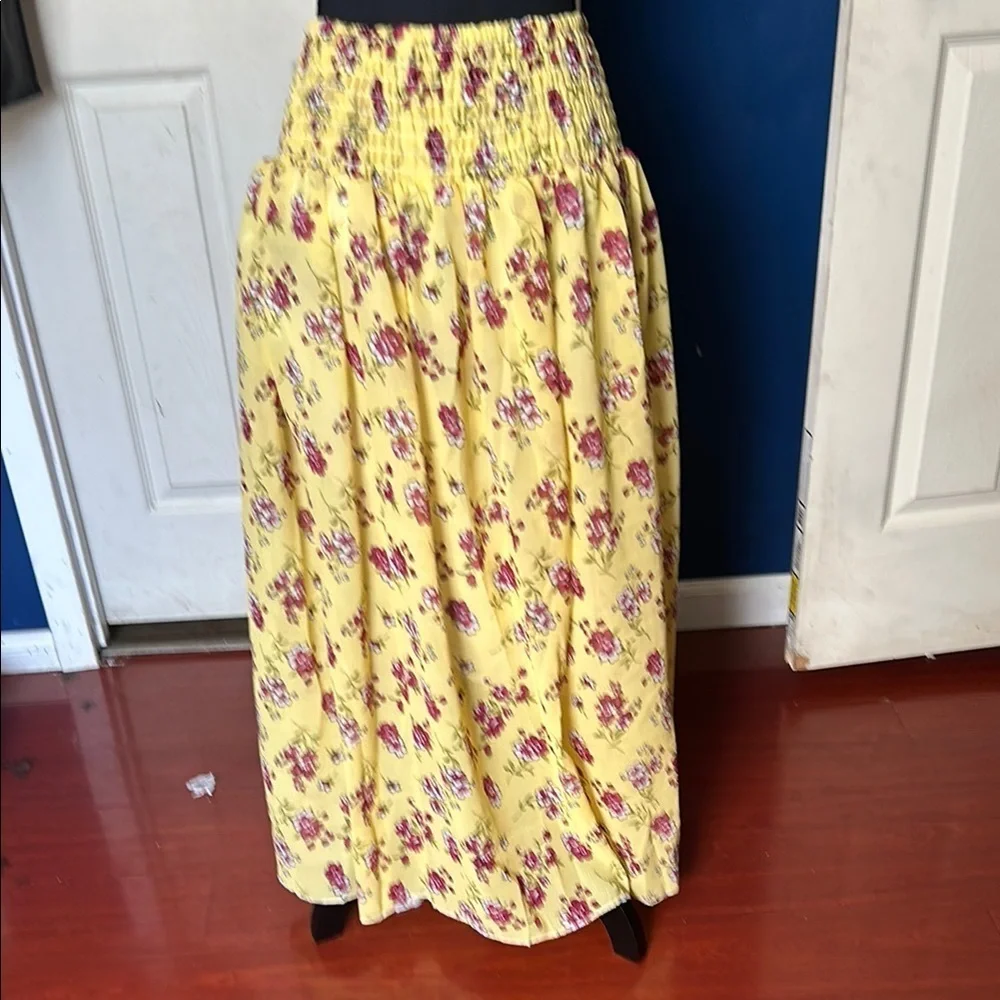 Jackpot Yellow Smocked Maxi Skirt Resort Wear